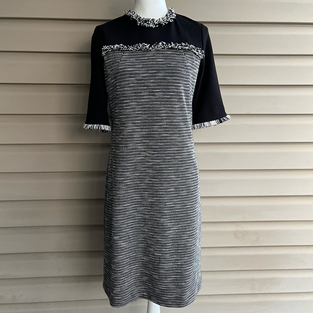 •Bigio Collection• Elegant Black and White Tweed Dress - Size 6